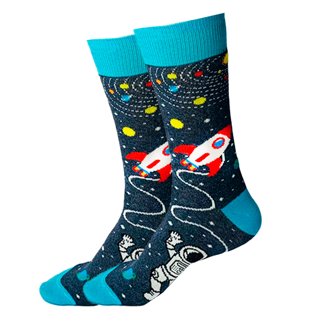Calcetines Divertidos Del Espacio "Con Una Nave Espacial"