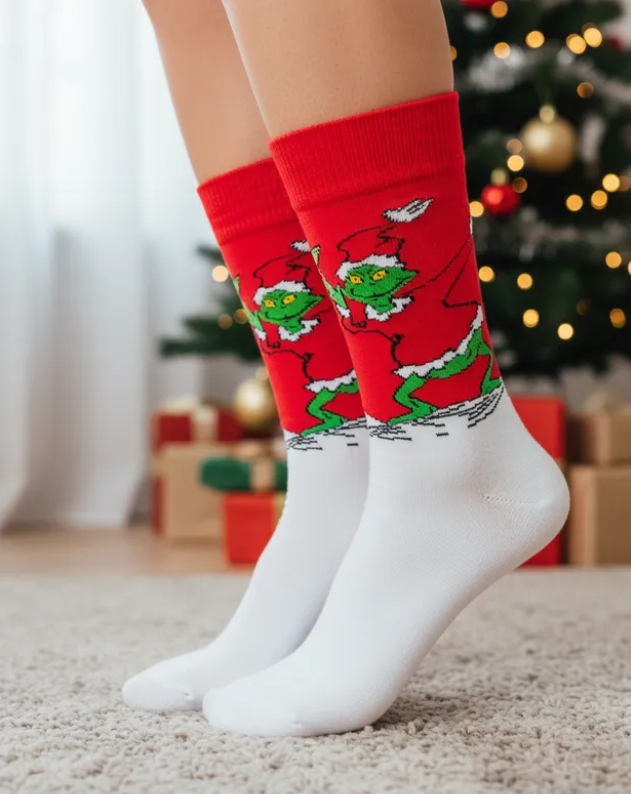 Calcetines Navideños Diseño De El Grinch Sobre la Nieve