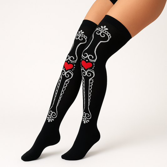 Medias Halloween Diseño De "Hueso Catrina"