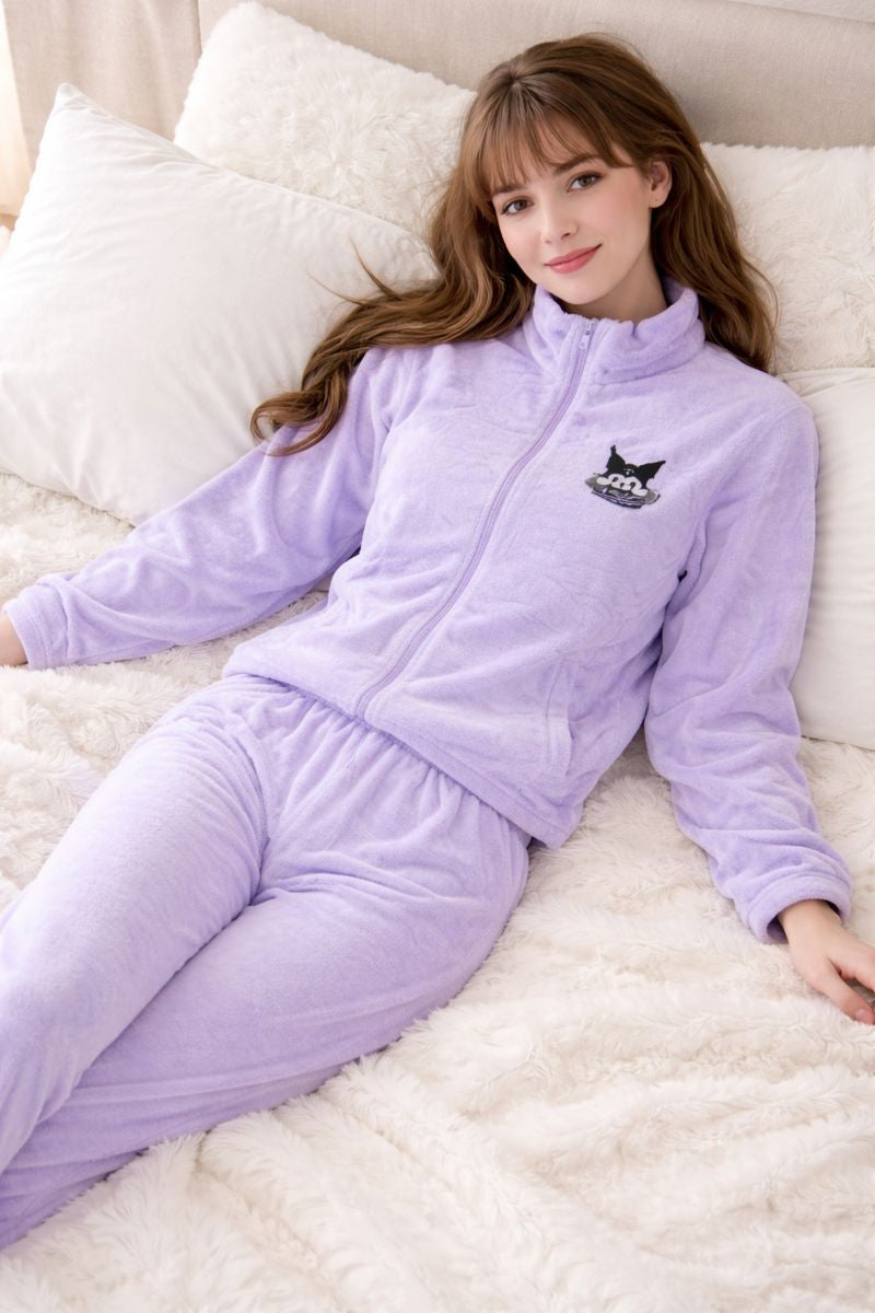 Pijama Afelpada Dama Moda Calientitas Polar Pantalón Y Suéter Diseño De Kuromi