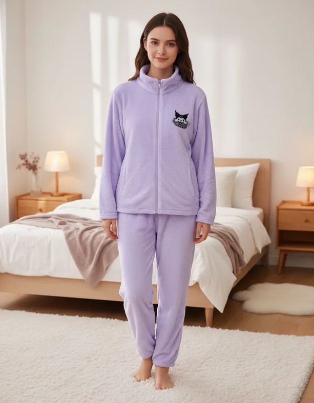 Pijama Afelpada Dama Moda Calientitas Polar Pantalón Y Suéter Diseño De Kuromi