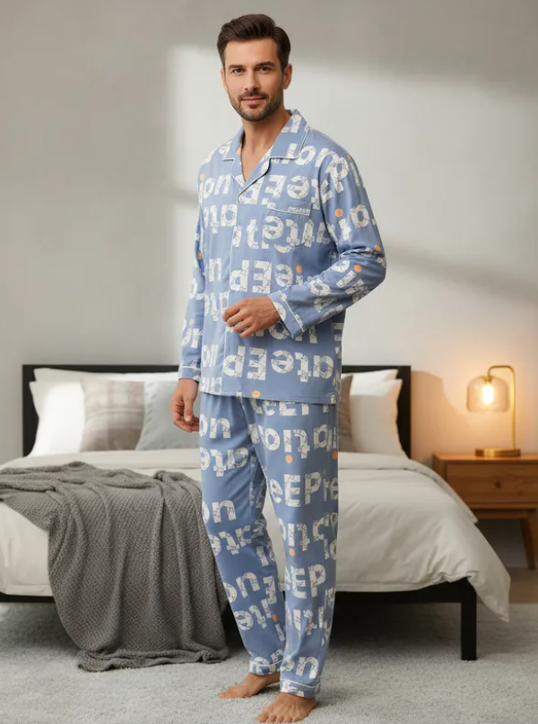 Pijama De Hombre Letras Color Azul Cielo