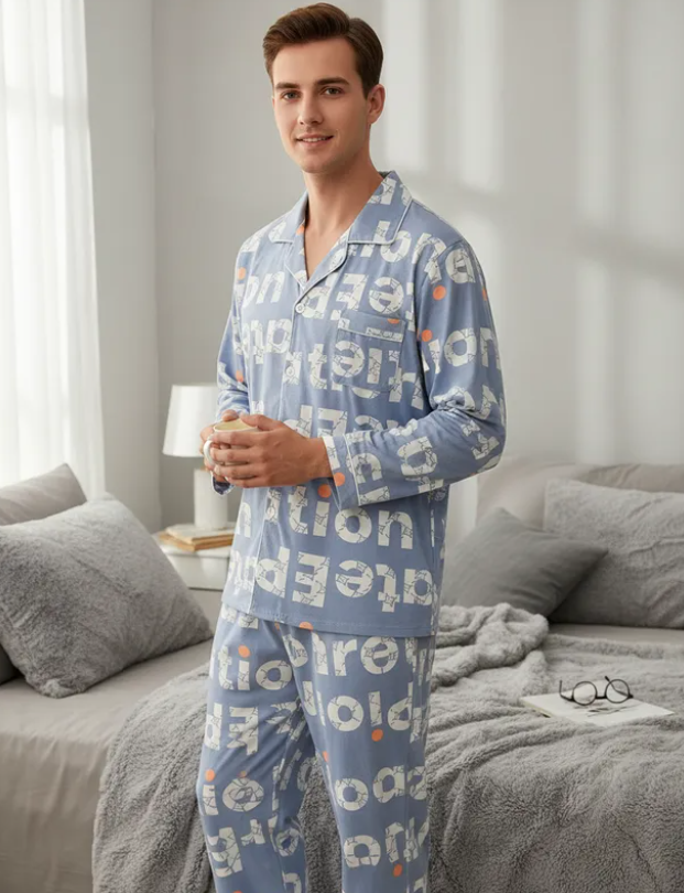 Pijama De Hombre Letras Color Azul Cielo