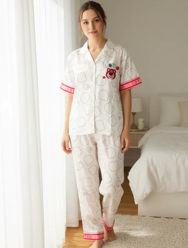 Pijama Dama Botones Satín Pantalón Y Camisa Moda Elegante Diseño de Lotso