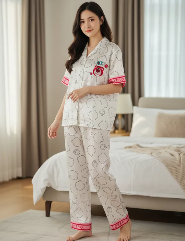 Pijama Dama Botones Satín Pantalón Y Camisa Moda Elegante Diseño de Lotso