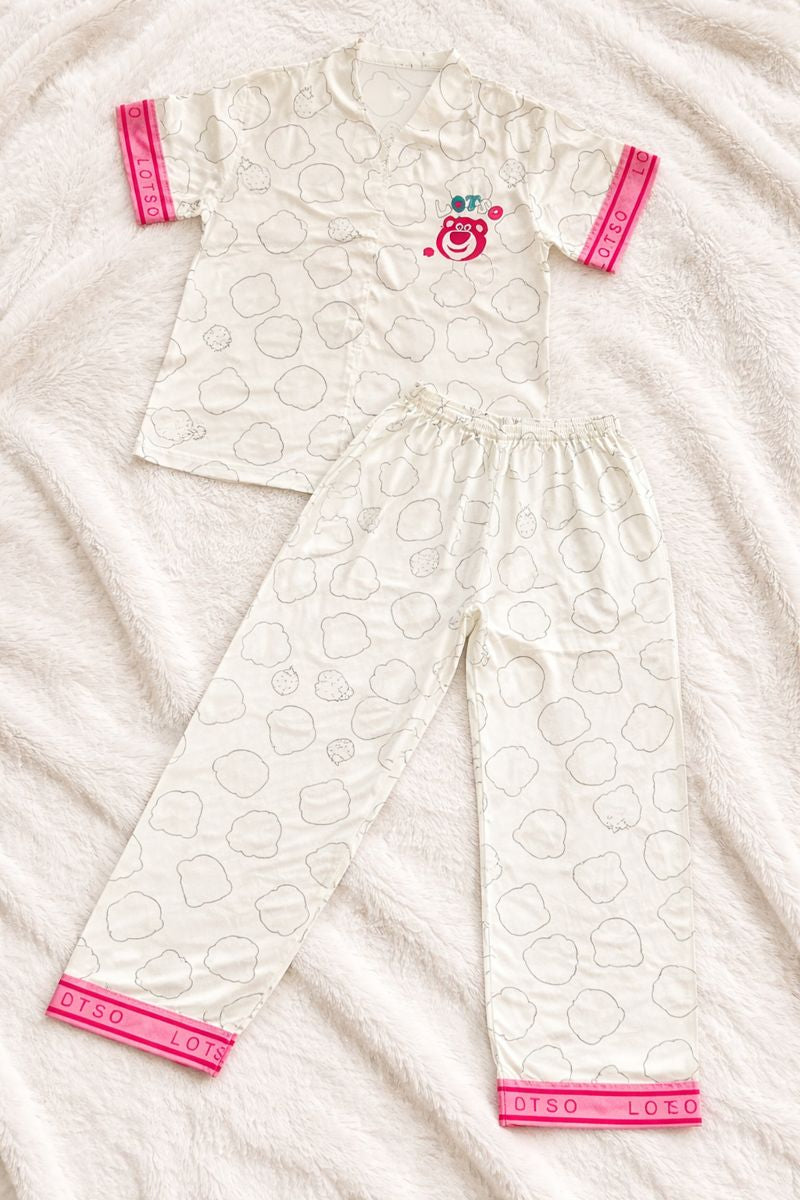 Pijama Dama Botones Satín Pantalón Y Camisa Moda Elegante Diseño de Lotso