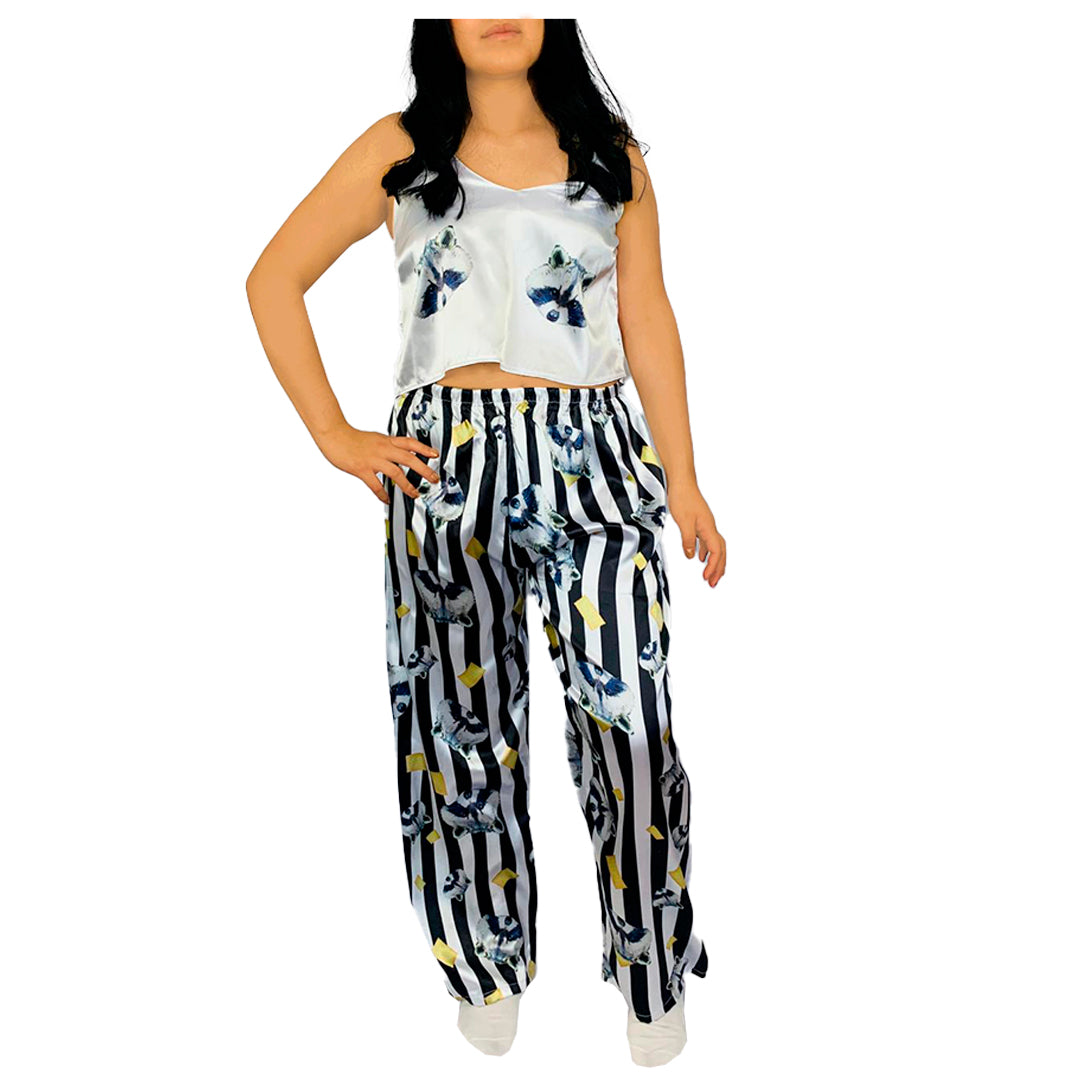 Pijama Mujer Top/Pantalón Frescas Moda "Mapaches Caritas"