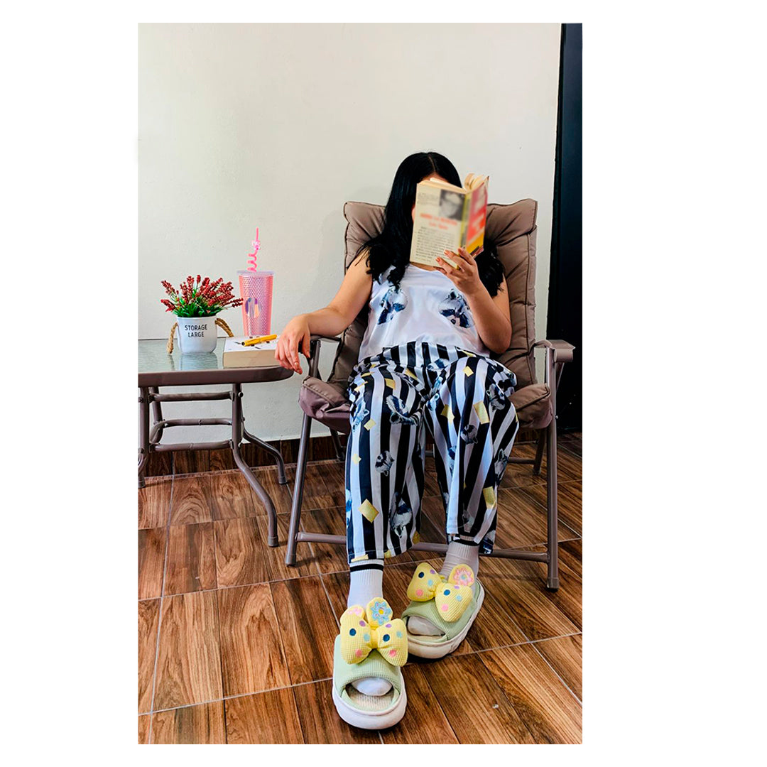 Pijama Mujer Top/Pantalón Frescas Moda "Mapaches Caritas"