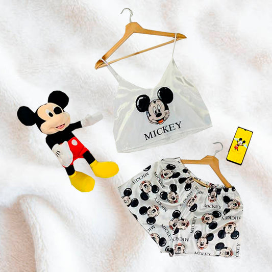 Pijama Mujer Top/Short Frescas Moda "Mickey Mouse Caritas"