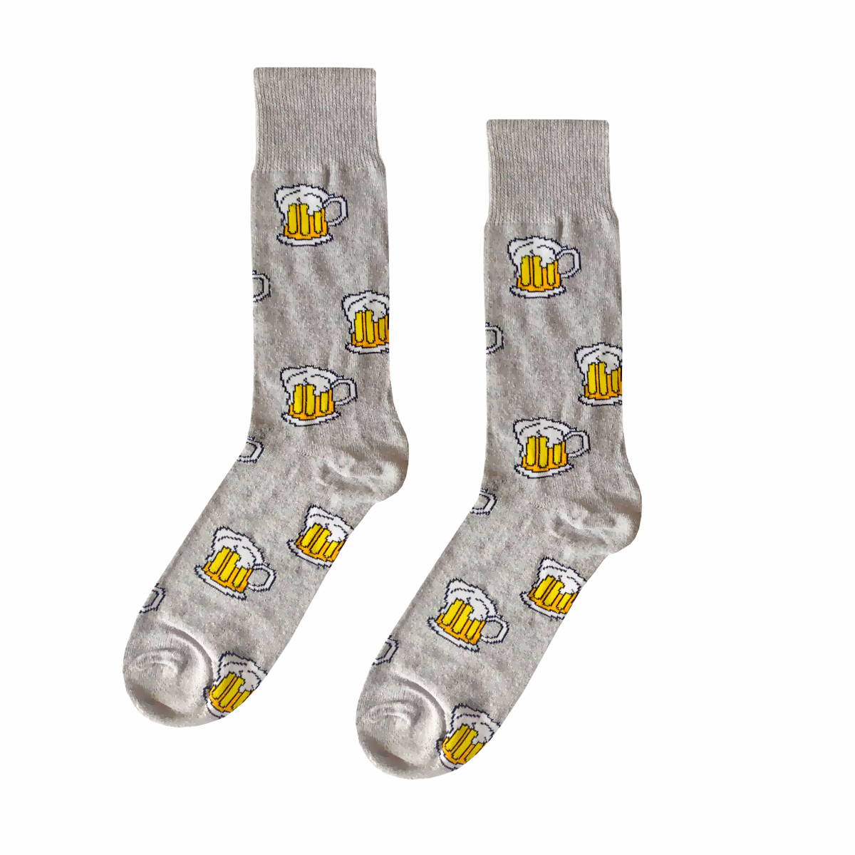 Calcetines Divertidos "Tarros De Cerveza Color Gris"