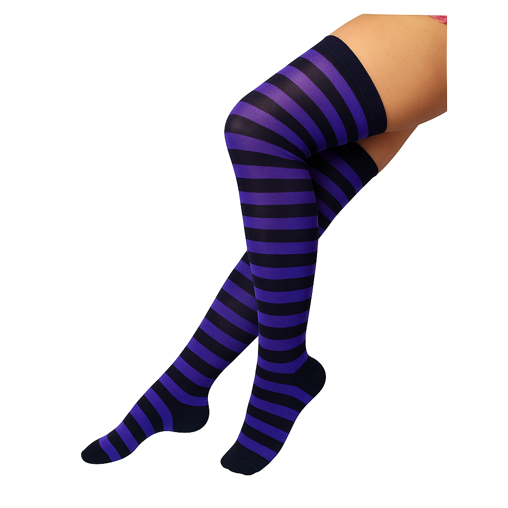 Medias Halloween Diseño De "Rayado Morado Con Negro"