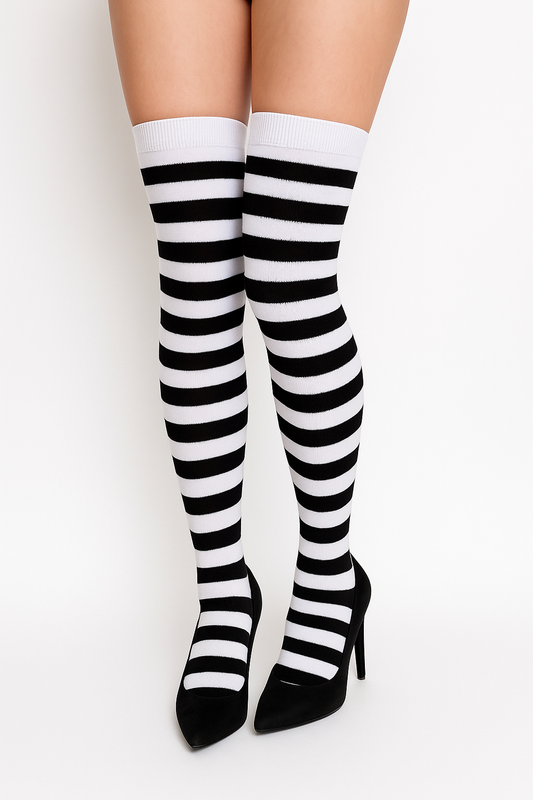 Medias Halloween Diseño De "Rayado Negro Y Blanco"