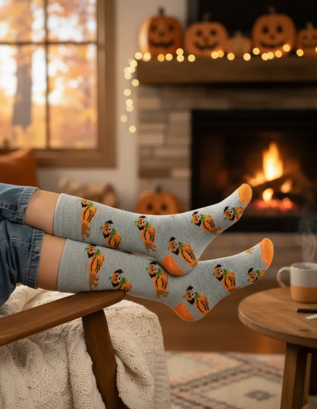 Calcetines Halloween "Perro Salchicha Calabaza"