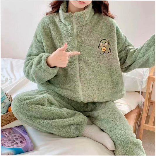 Pijama Afelpada Dama Dinosaurio  Moda Calientitas Polar Pantalón Y Suéter