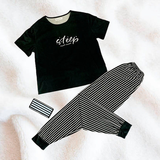 Pijama Dama Elegante Rayas Moda "Color Negro"