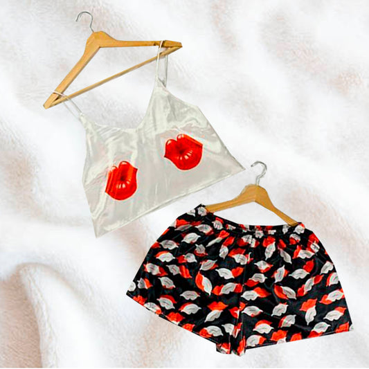 Pijama Mujer Top/Short Frescas Moda "Besos"