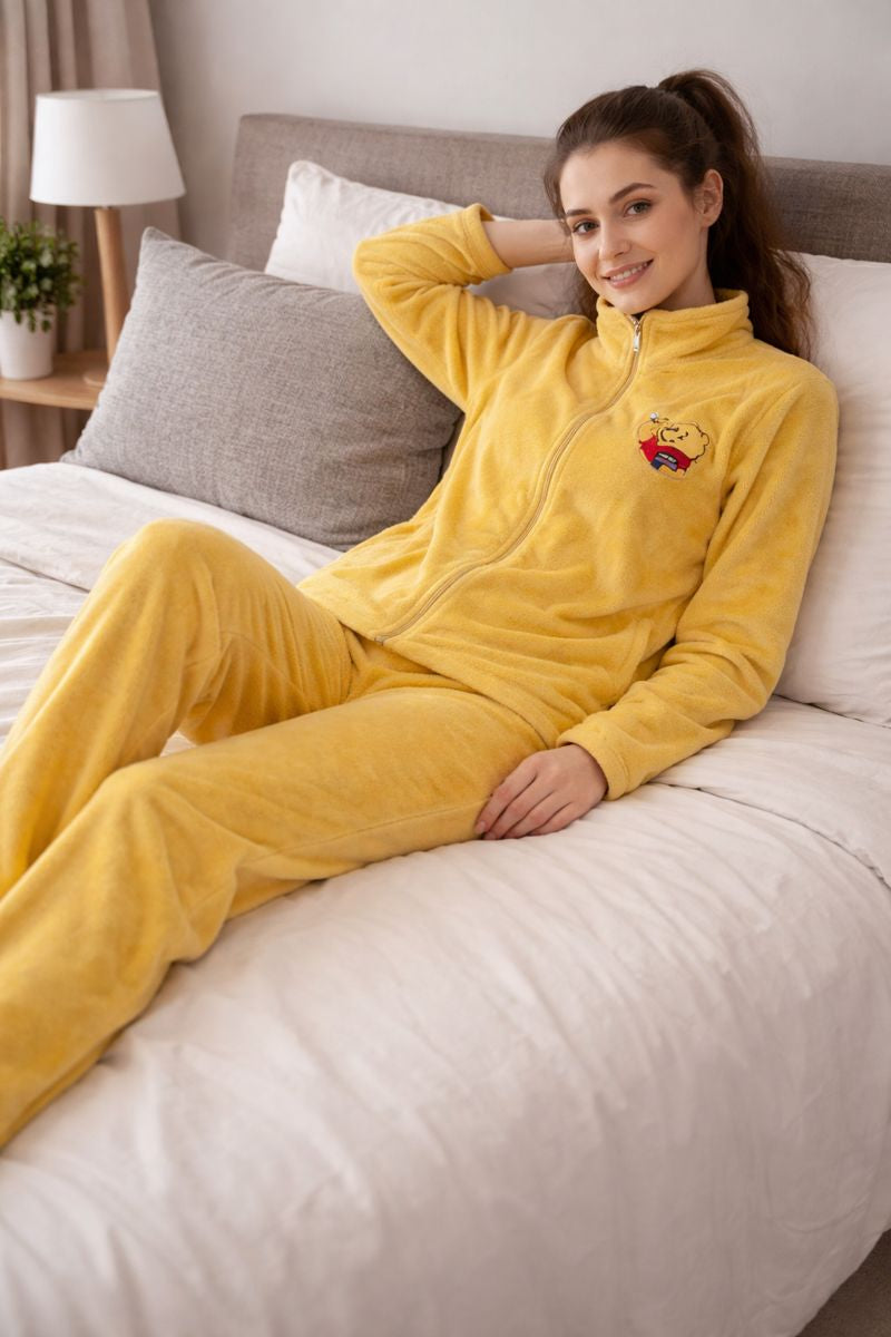 Pijama Afelpada Dama Moda Calientitas Polar Pantalón Y Suéter Diseño De Winnie Pooh